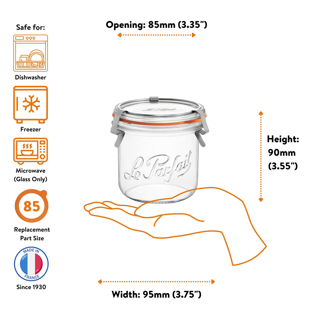 Le Parfait Bistrot, French Glass Jars with Airtight Clip Lids for Canning and Serving