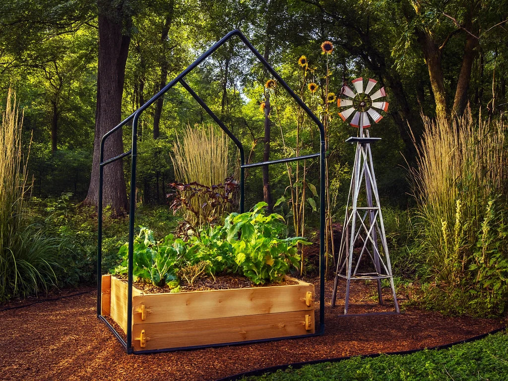 Cedar Raised Garden Bed with Greenhouse Cover